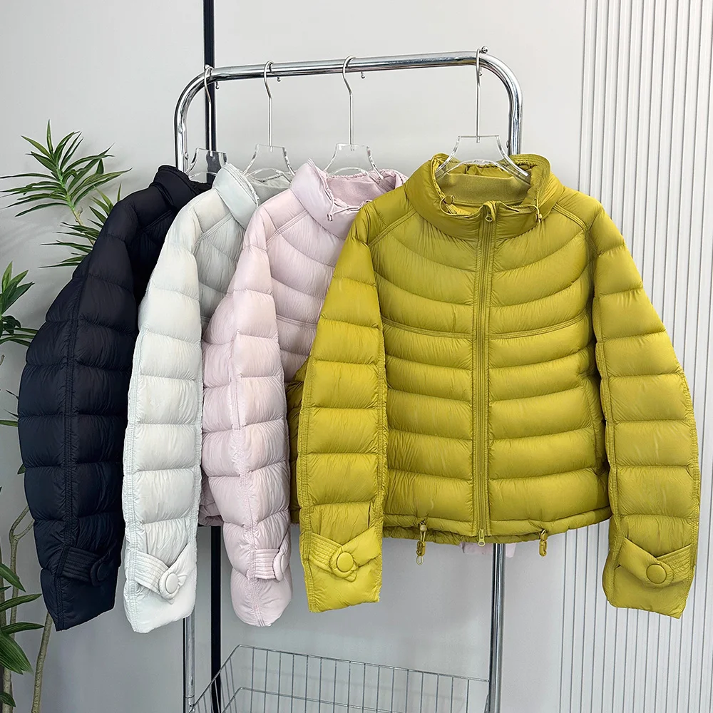 مبطن مضلع قصير فضفاض المرأة سترة منتفخة الوقوف طوق يندبروف مقاوم للماء خفيفة الوزن سحابة مثل الشتاء الدافئة أسفل معطف