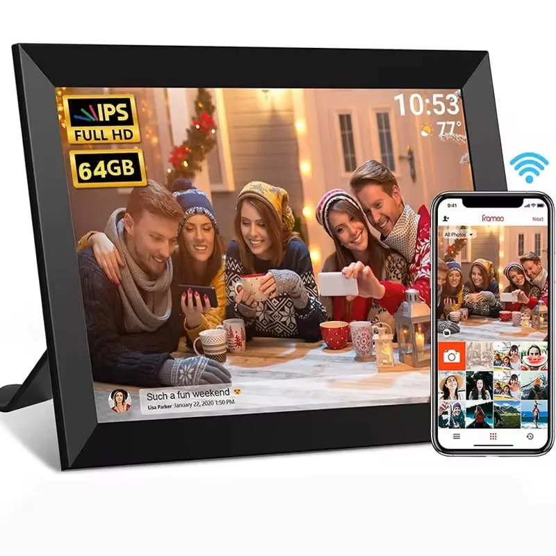 Cadeau de Noël 32G FRAMEO 10,1 pouces cadre photo numérique WiFi intelligent écran tactile LCD rotation automatique intégré 32 Go partage instantané
