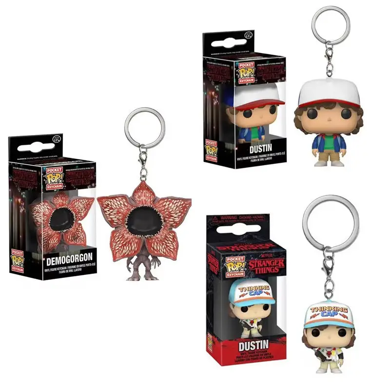 Funko Pop Stranger figura juguetes llavero Dustin llavero Demogorgon cadena modelo juguete Carvinal adultos niños regalo Juguetes