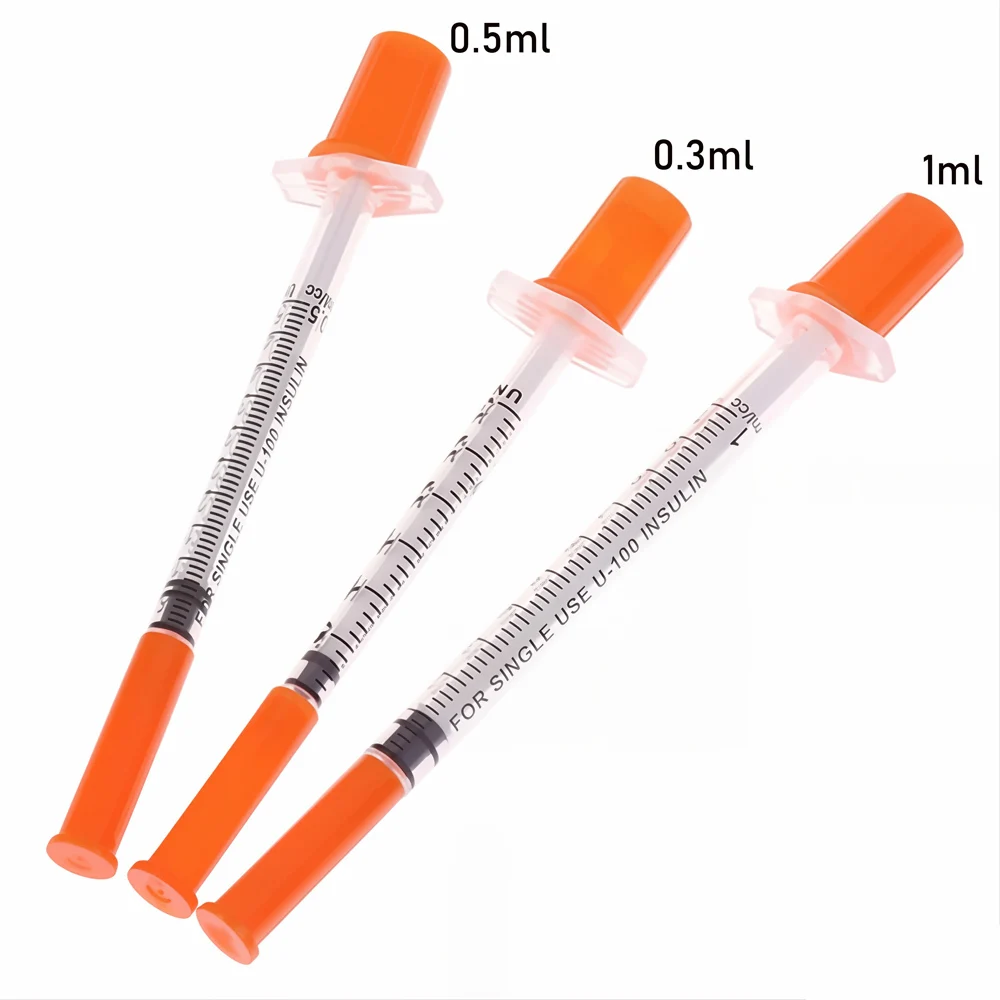 Sample Pack 0.3ml 0.5ml 1ml U-100 Insulin Syringe Sterile With Needle Individually Packed For Pets Dog Lab Use