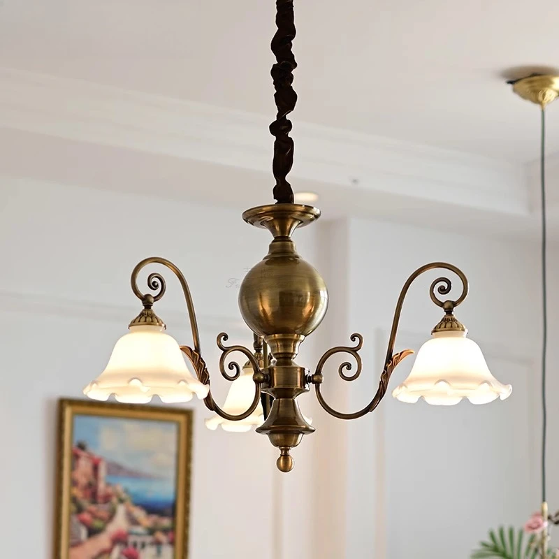 

Лампа для гостиной, американская сельская ретро пасторальная европейская винтажная антикварная люстра для спальни и столовой