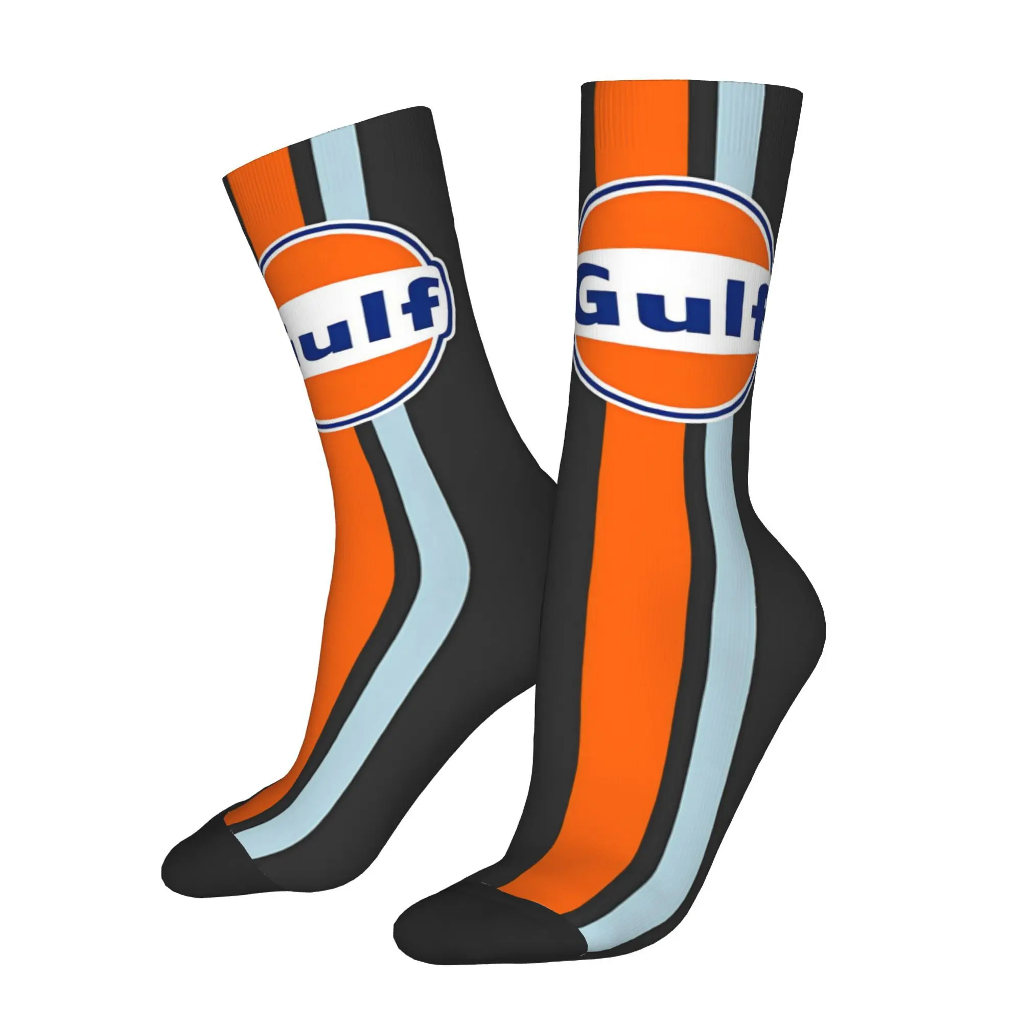 

Funny Happy Sock for Men Oil Racing Blue Vintage Pattern Printed Crew Sock Seamless Gift