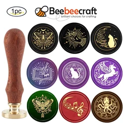 Removível Butterfly Wax Seal Stamp Kit, Retro Brass Head Stamp com alça de madeira, Envelope Do Casamento, 30mm, 1Pc