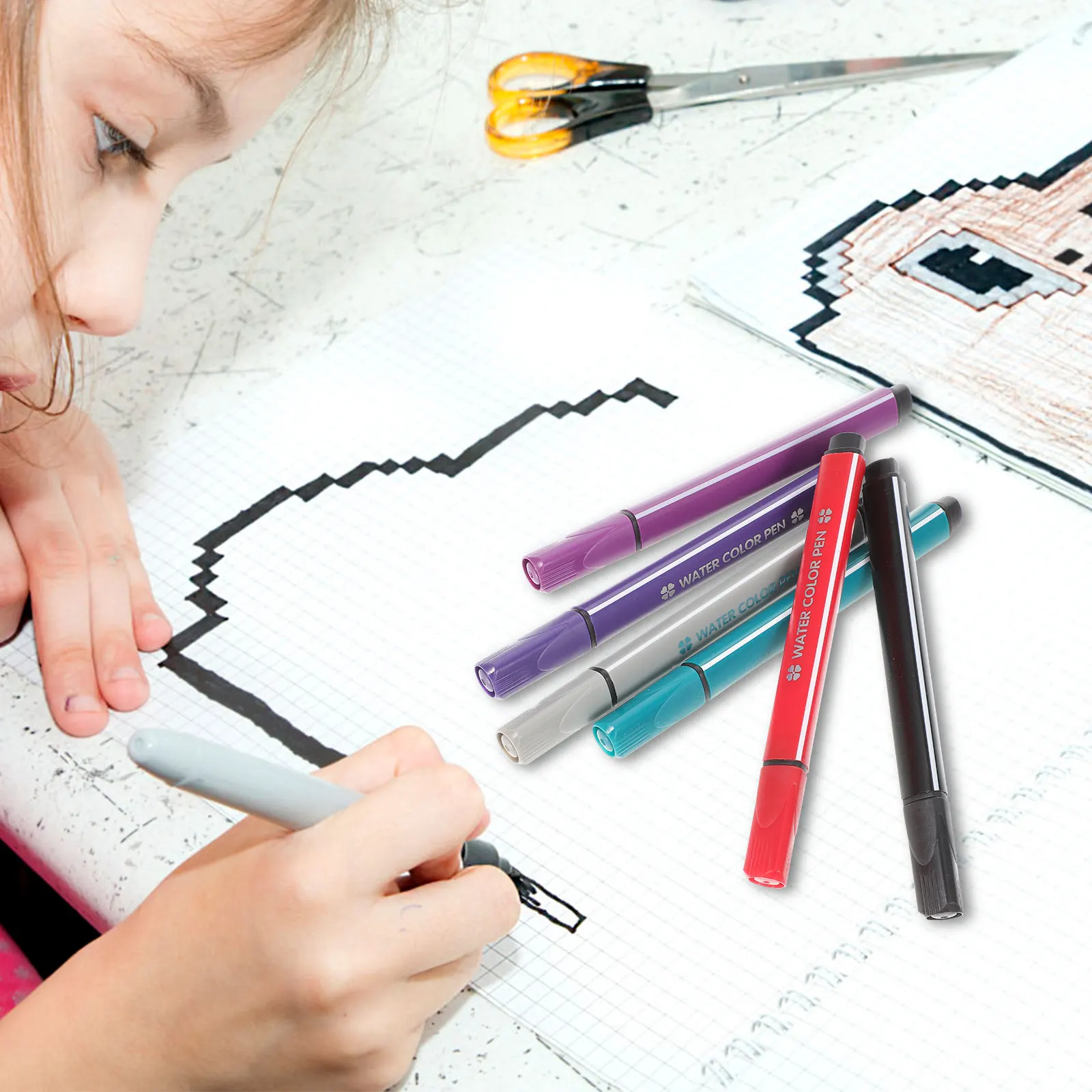 

Watercolor Pens Art Professional DrawingMarkers Student Kids Plastic PP School Colored Journaling Planners Doodling Sketching