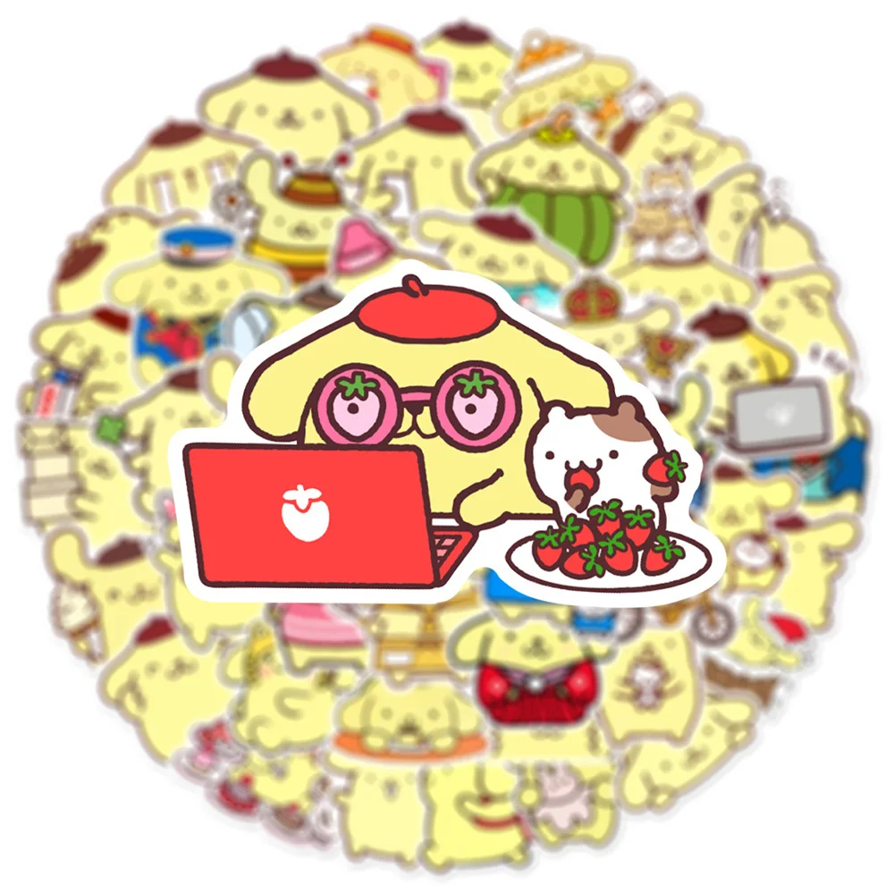 

10/30/50pcs Cartoon Pompom Purin Sanrio Stickers Funny Kawaii Anime Sticker for Scrapbooking Scrapbook Car Waterproof Decals Toy
