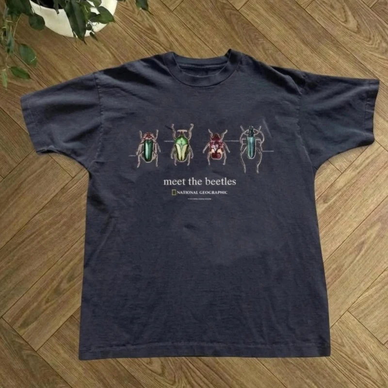 Camiseta National Geographic Meet The Beetles, camiseta Vintage para mujer, Unisex, S-4XL, novedad de verano