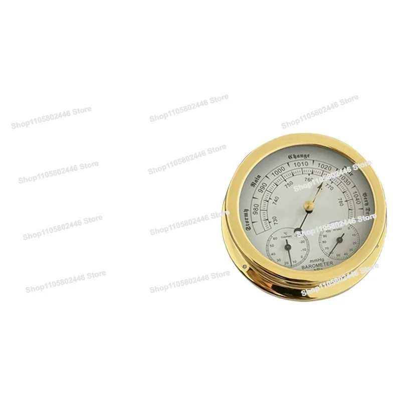 Temperature, Humidity and Pressure 3-in-1 Copper Ship, Atmospheric Pressure Gauge Barometer