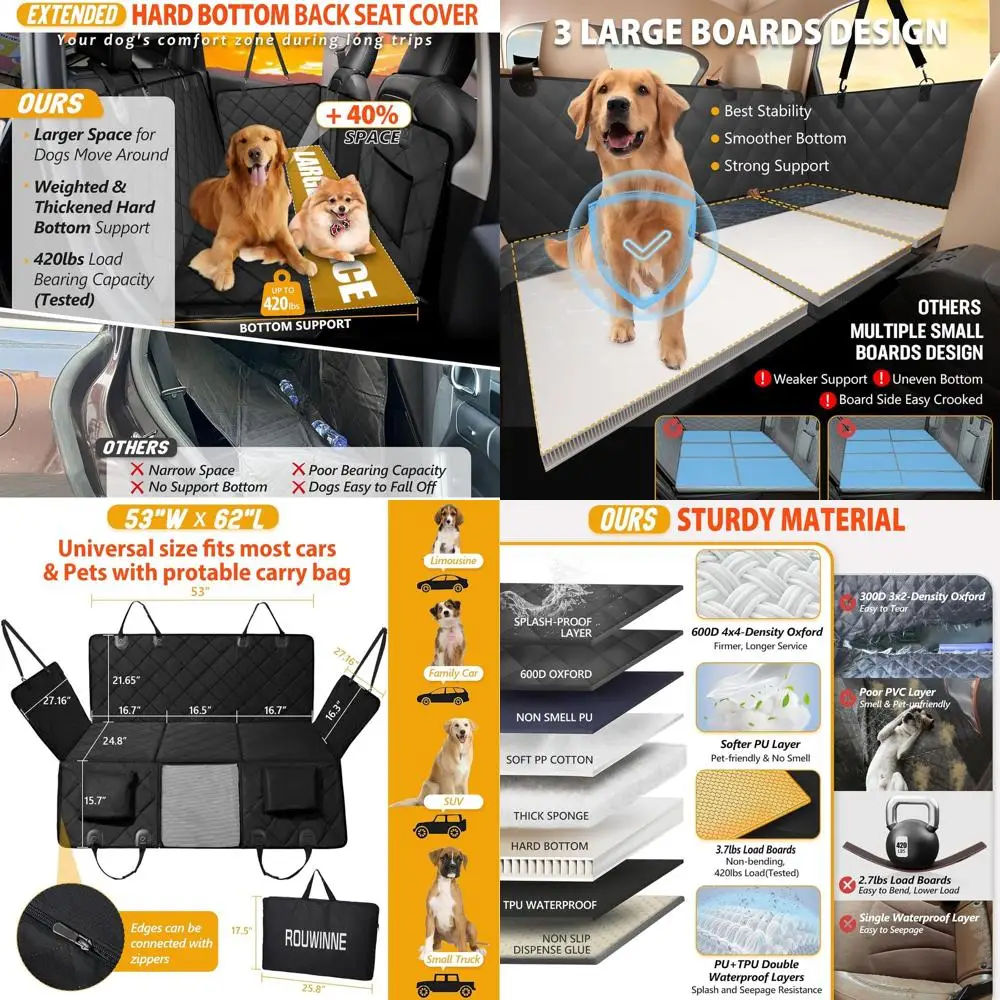 

Большой чехол для автомобильного сиденья для собак с жестким дном, выдерживает до 420 фунтов, водонепроницаемый удлинитель заднего сиденья для собак, подходит для автомобилей, внедорожников.