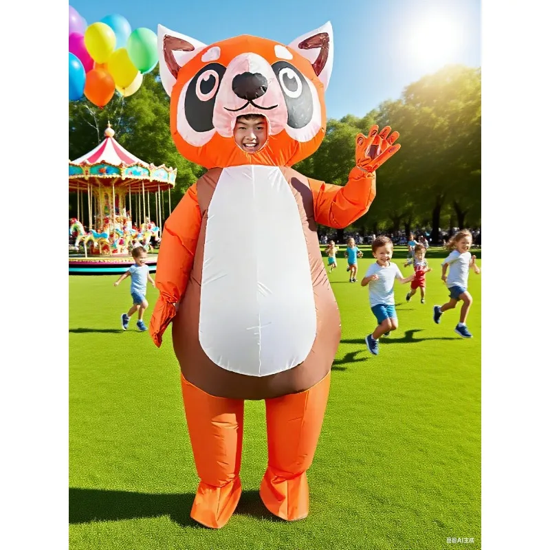 

Надувной костюм на Хэллоуин для взрослых, костюм взрыва красной панды, тематический костюм для вечеринки, костюм всего тела, костюм для косплея с животными