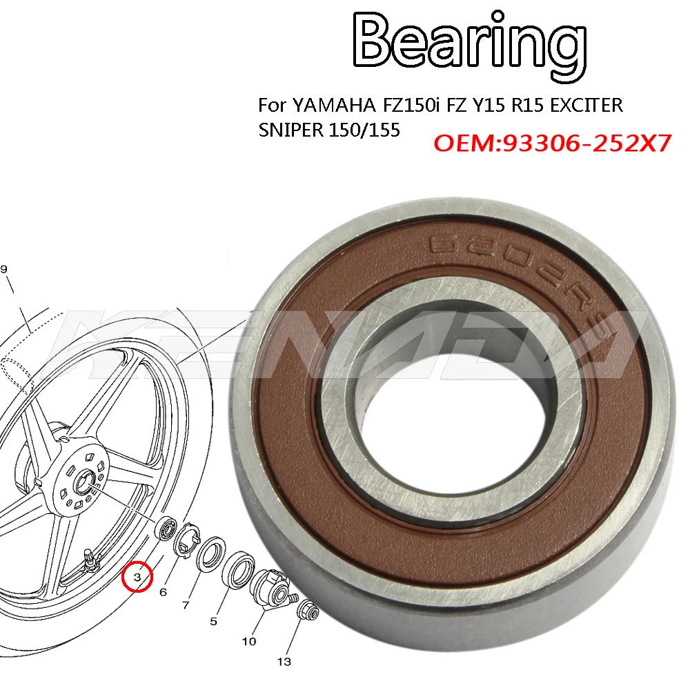 

For YAMAHA FZ150i FZ Y15 R15 EXCITER SNIPER 150/155 FRONT WHEEL Bearing 93306-252X7
