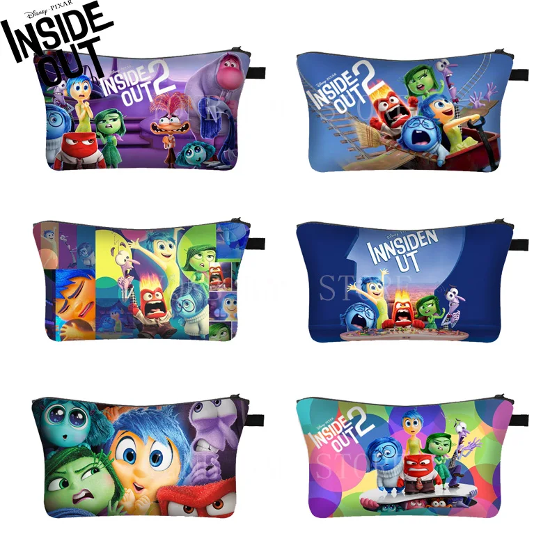 21styles Disney Inside Out 2 Cartoon Cosmetic Bag Joy Sadness Anger Disgust Anime Figure Print Wallet Coin Purse Clutch Bag Gift