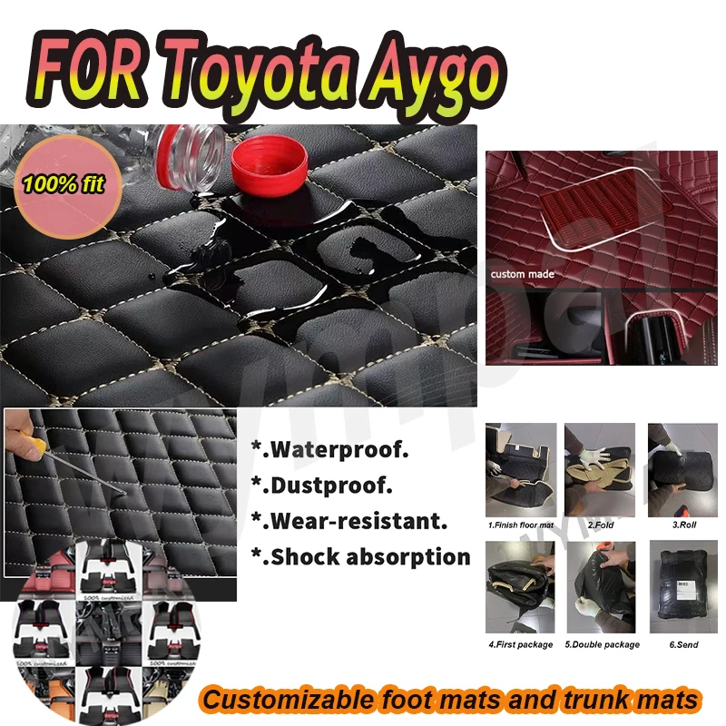 

Роскошные автомобильные коврики на заказ для Toyota Aygo 2014 2015 2016 2017 2018, авто, роскошные кожаные коврики