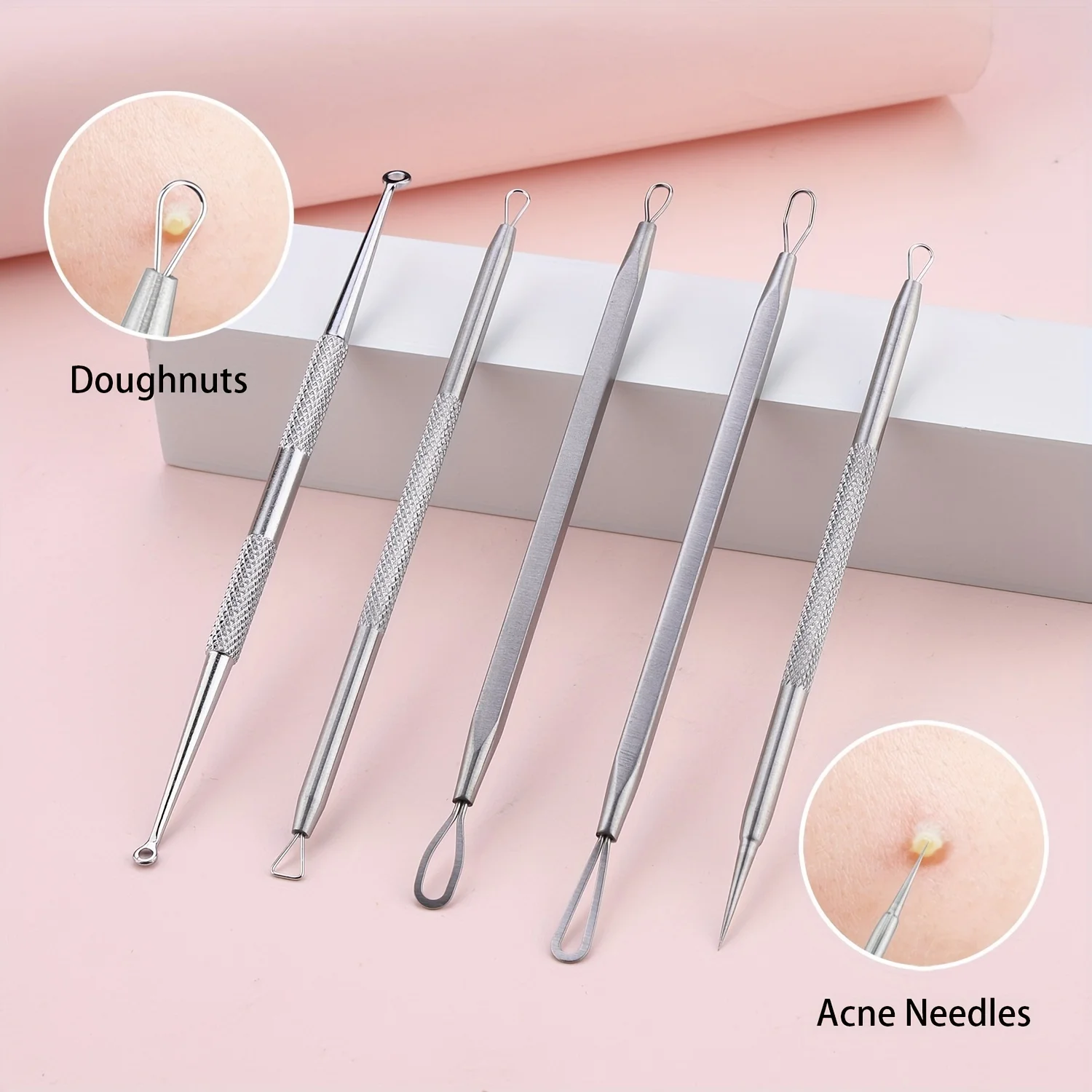 ที่คีบขนคุด 5 ชิ้น เข็มกำจัดสิวเสี้ยน สิวหัวดำ ทำความสะอาดรูขุมขน ทำความสะอาดผิวหน้าอย่างล้ำลึก อุปกรณ์ดูแลผิวหน้า