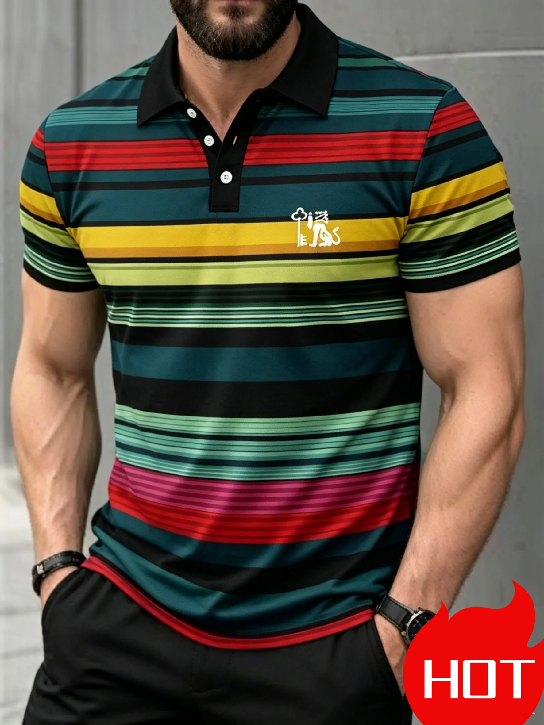 2026 Sommer Herren-Poloshirt mit Streifenmuster Atmungsaktiv Leicht Lässig Modisch Outdoor Schnelltrocknend Herrenbekleidung