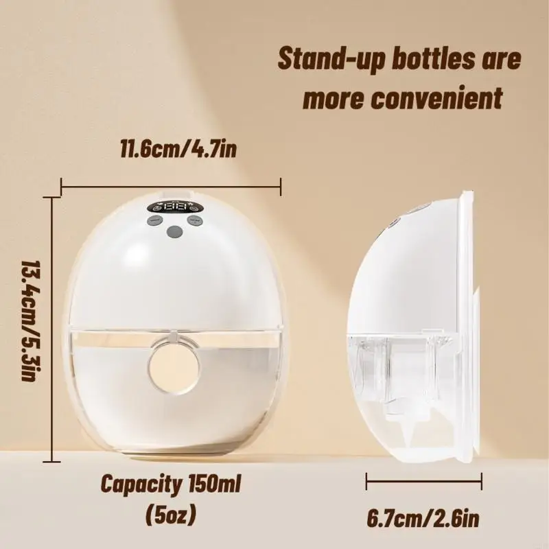 مضخة ثدي يمكن ارتداؤها يدويًا، تطبيق ذكي للتحكم في 9 مستويات قابلة للتعديل، تصميم مدمج وسري قابل لإعادة الشحن من النوع C A2UB #4