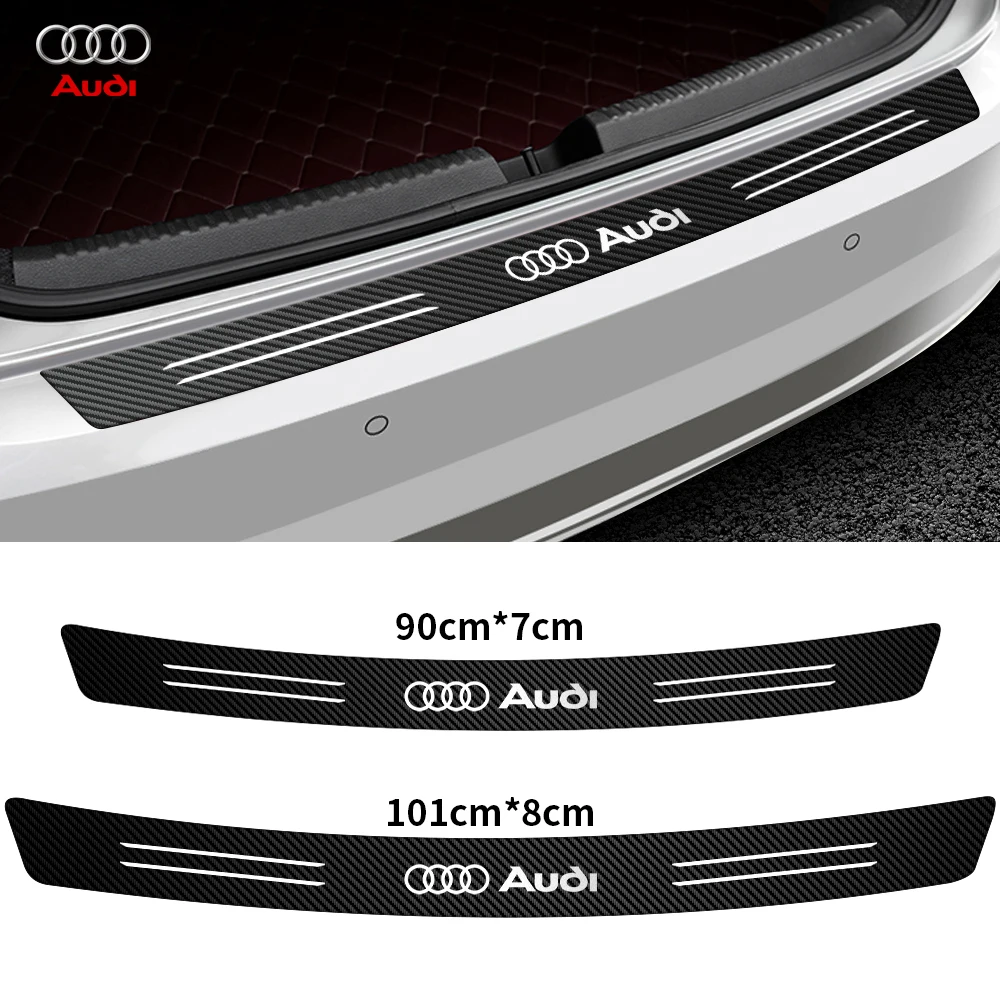 1/4PCS For Audi A1 B6 S Q5 S3 Q2 B7 A3 B5 TT 8P B8 B9 S5 A4 Carbon Fiber Car Door Sill Trunk Door Protector Sticker Center Cover