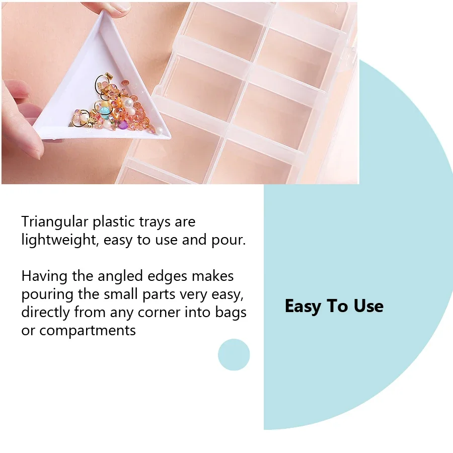 ชุดถาดรูปสามเหลี่ยม 10 ชิ้น สำหรับงานตกแต่งเล็บ ประดับเพชร ลูกปัด - ถาดจัดเก็บและจัดแสดง
