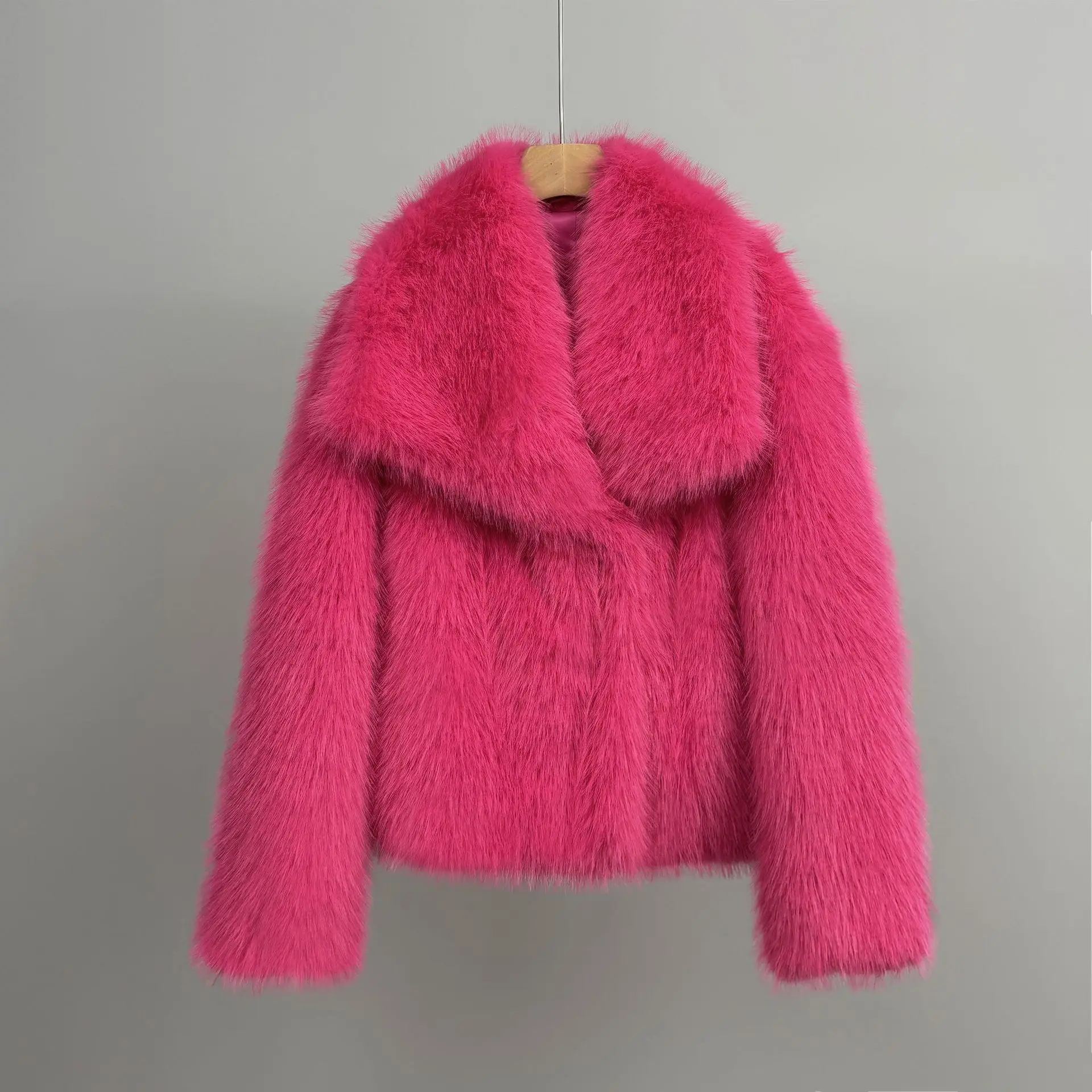 Faux Fur Coat Women Solid Fur Jacket Turn Down Collar Long Sleeve Single Breasted Loose Thick Warm Fur Casual 2025 Autumn Winter