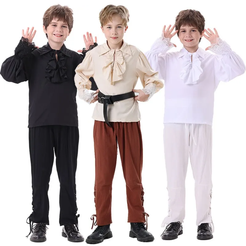 

Children's Pirate Costume Set with Nine-Piece Pants Renaissance Shirt Stage Performance Clothes Polyester Fiber 100%