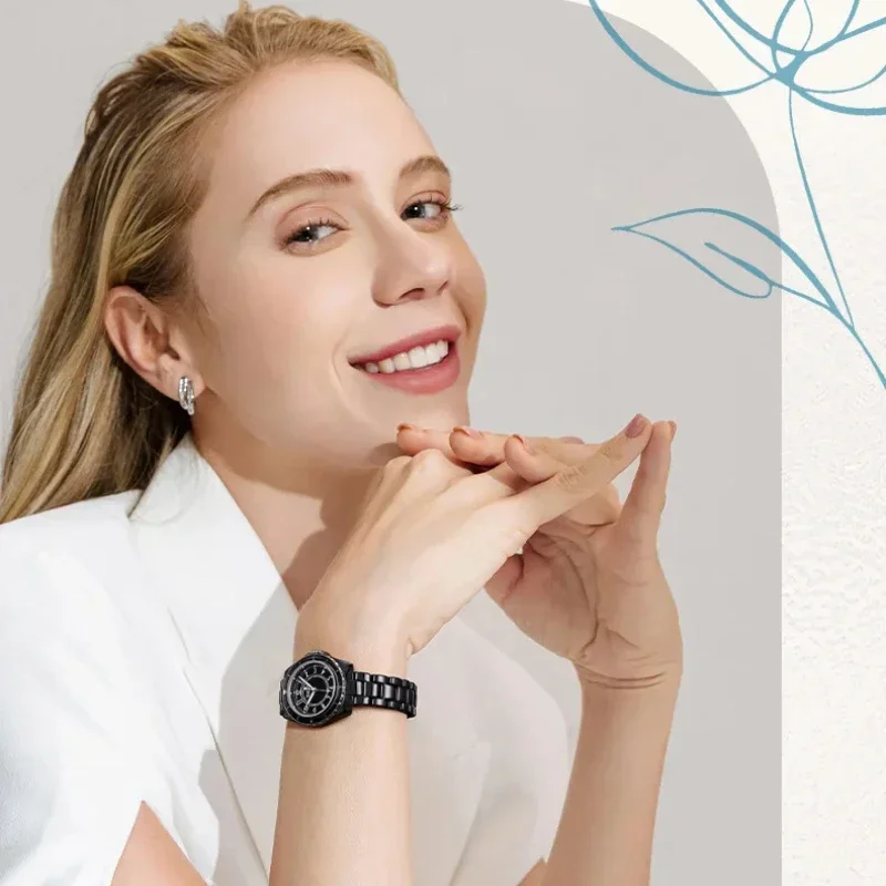 Mark Fairwhale 3790 moda elegante nuevo relojes de cerámica de cuarzo Mujer Reloj impermeable Mujer Reloj Mujer regalo para novia