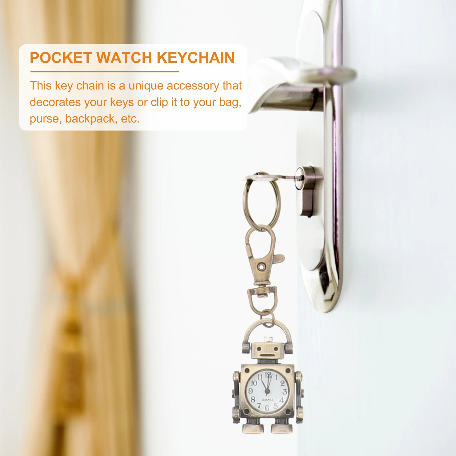 

1Set Robot Clock Pendant Keychain Creative Shaped Design Unique Chic Handbag Backpack Accessory Gift Family Friends