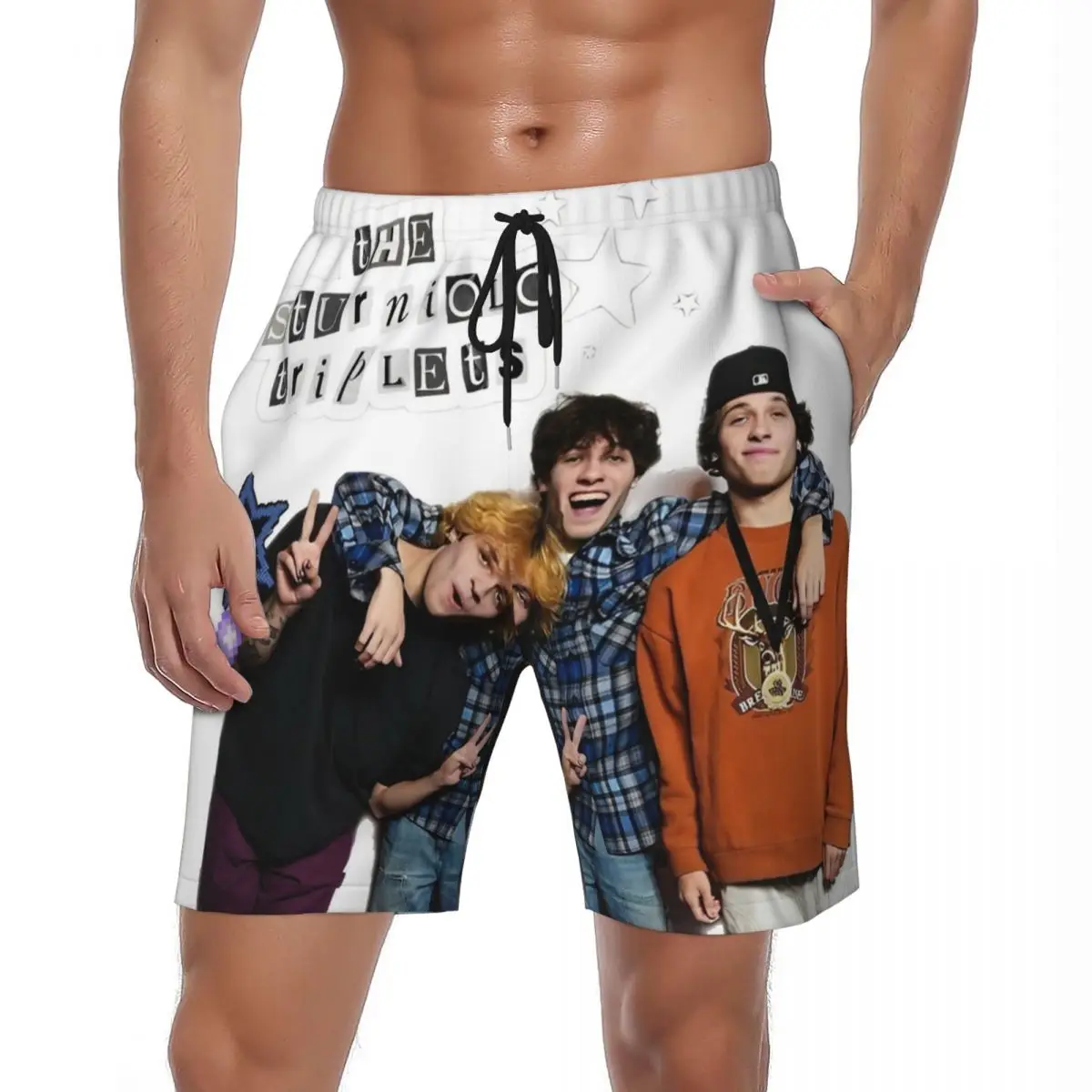 

Sturniolo Triples Board Shorts Летние музыкальные пляжные шорты для серфинга Мужские быстросохнущие винтажные плавки больших размеров с узором