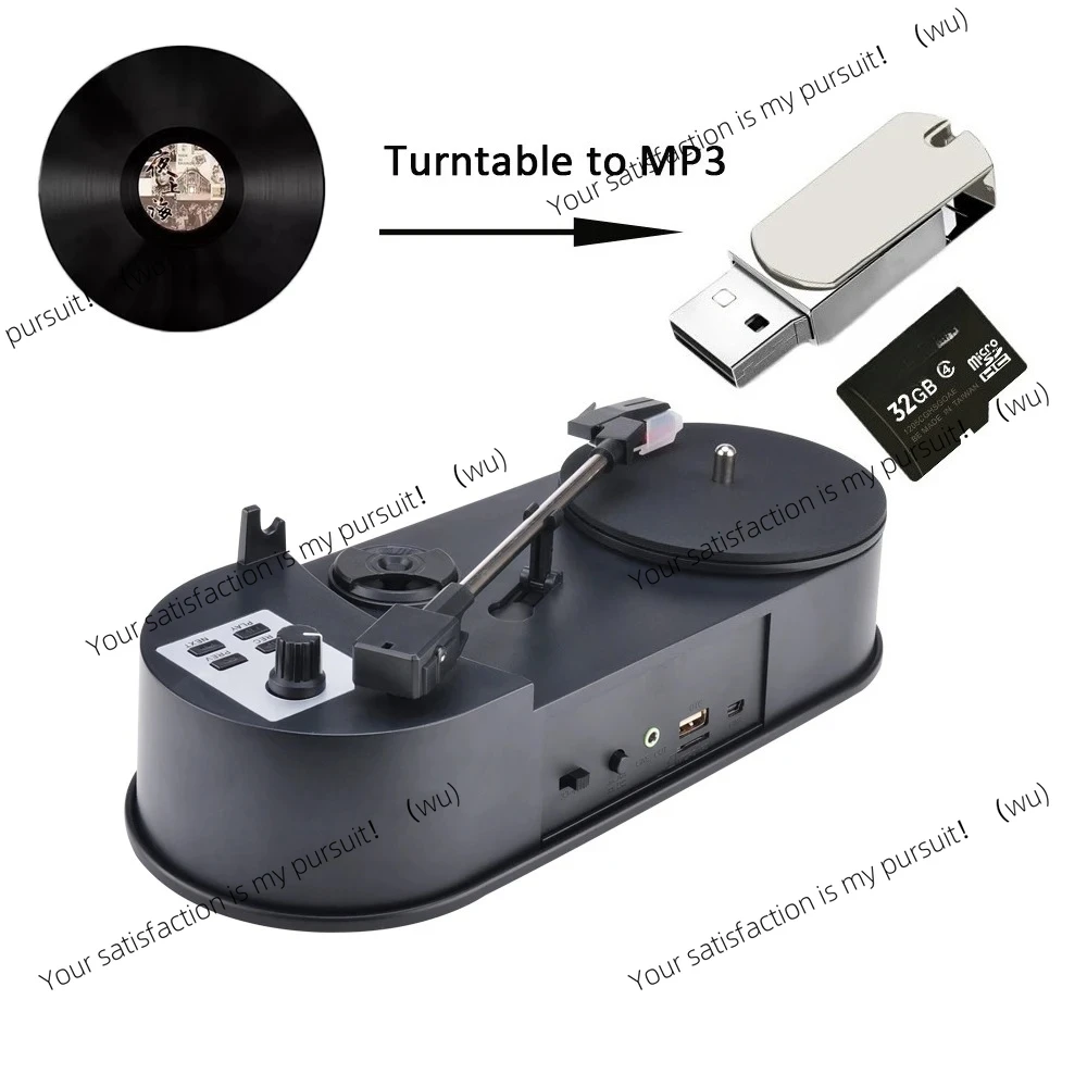 

Portable Phonograph 33/45RPM Turntable Player Converter Save Vinyl Music Records to MP3 TF Card/USB Built in Speaker No Need PC