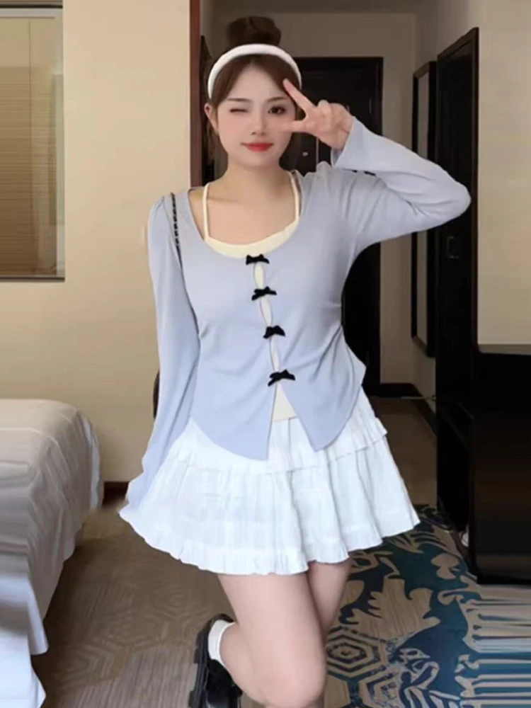 2024 Spring Elegant Sweet Blouse Office Lady Casual Outwear Long Sleeve Shirt Women Evening Party Y2k Crop Top Korean Fashion