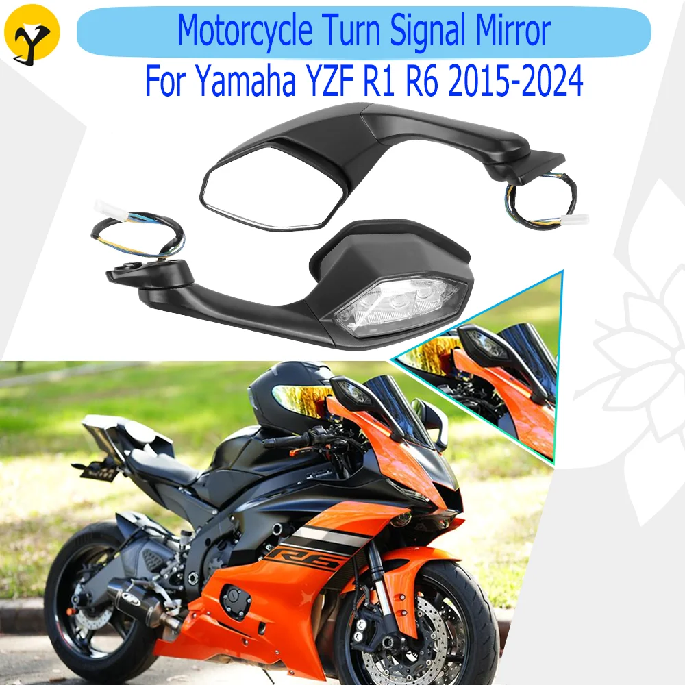 

For Yamaha YZF R6 R1 2015-2024 Motorcycle LED Headlight Rearview Mirror Side Mirrors & External Accessories Reflecting Mirror