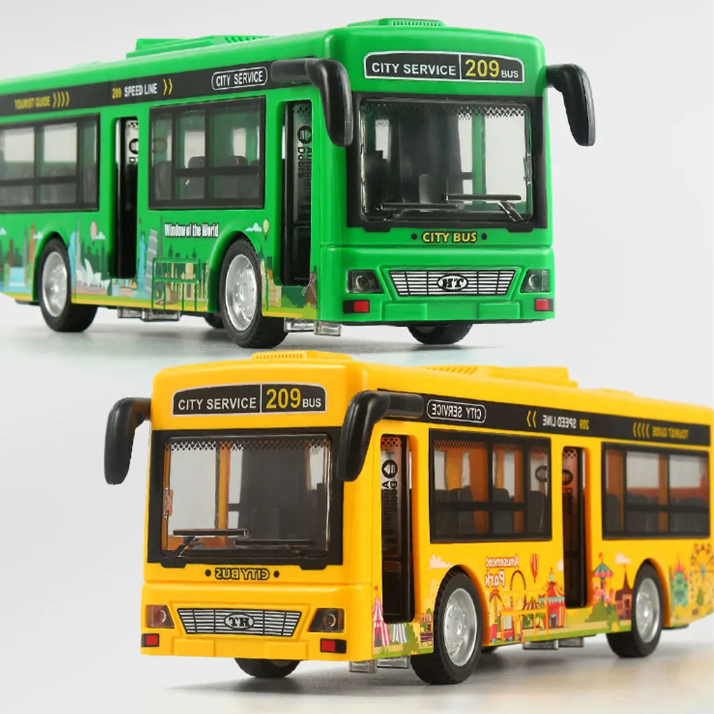 Simulated Bus Toys Openable Doors Interactive Toy Car Collection Educational Boy Girl Birthday Gifts Toy Built-in Lighting Music