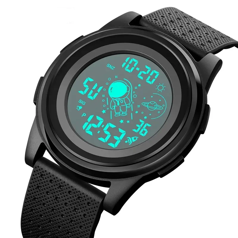 Fashion Waterproof Kids Teenager Digital Sports Watch with Stopwatch Alarm Date Astronaut Wrist Watch for Men