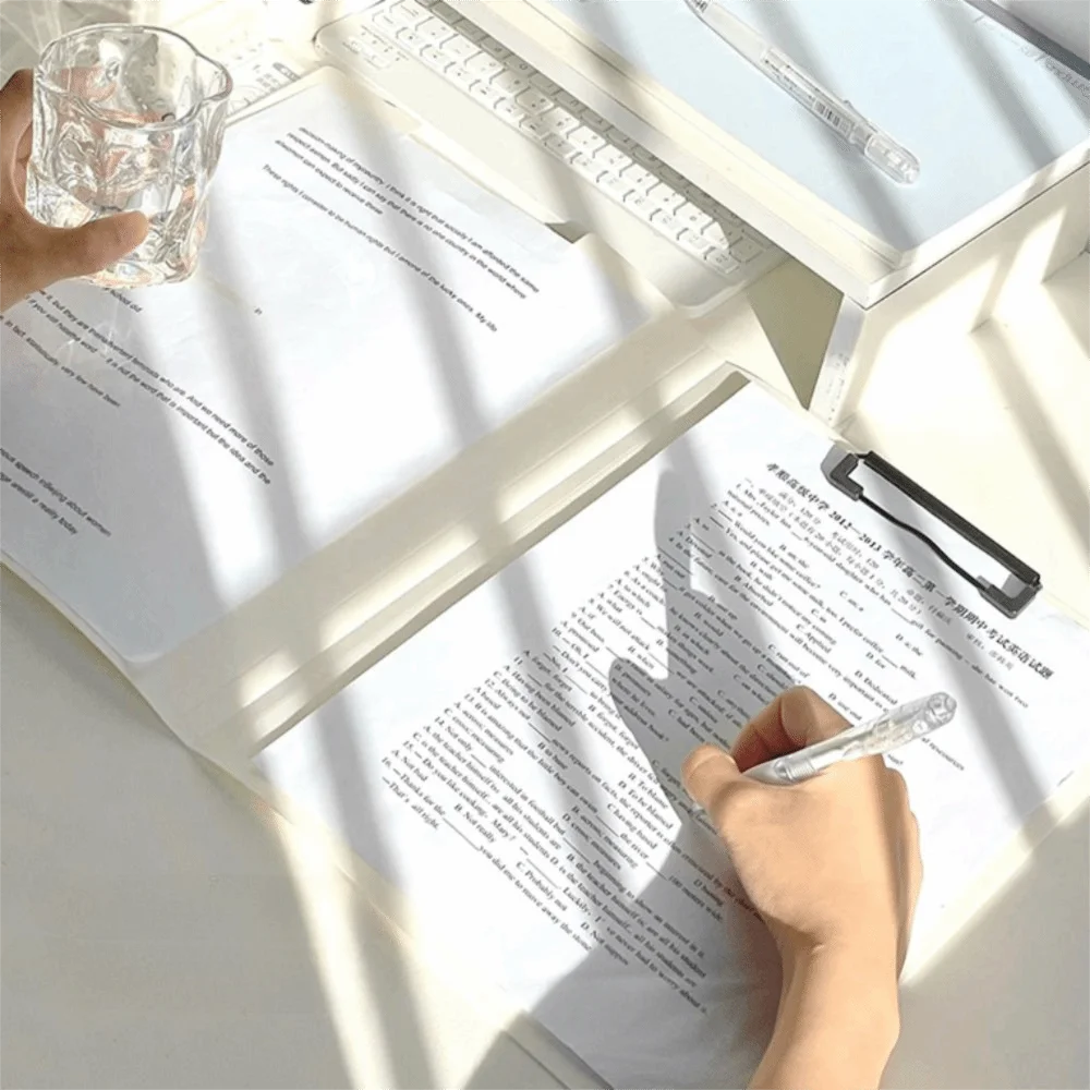 Durable Multi Functional A4 File Folder Large Capacity Double Clips Clipboard Writing Pad School Supplies