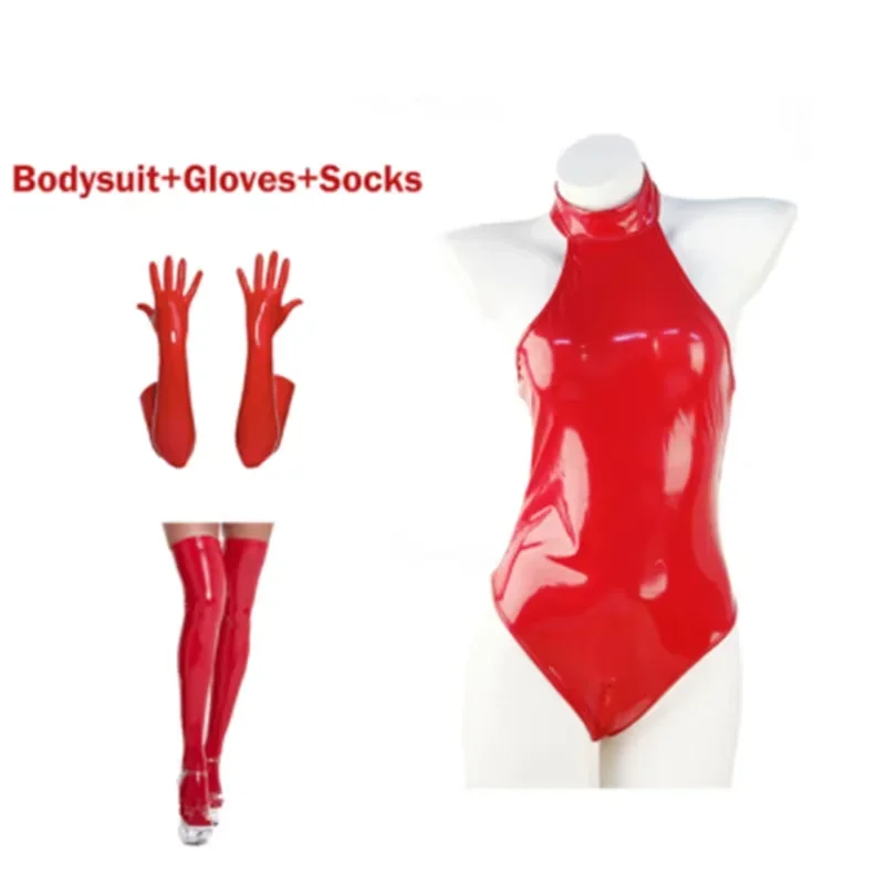 Body Bondage de piel sintética para mujer, lencería Sexy de peluche, mono erótico con guantes y calcetines, disfraces sexuales para amante, S-XXXL