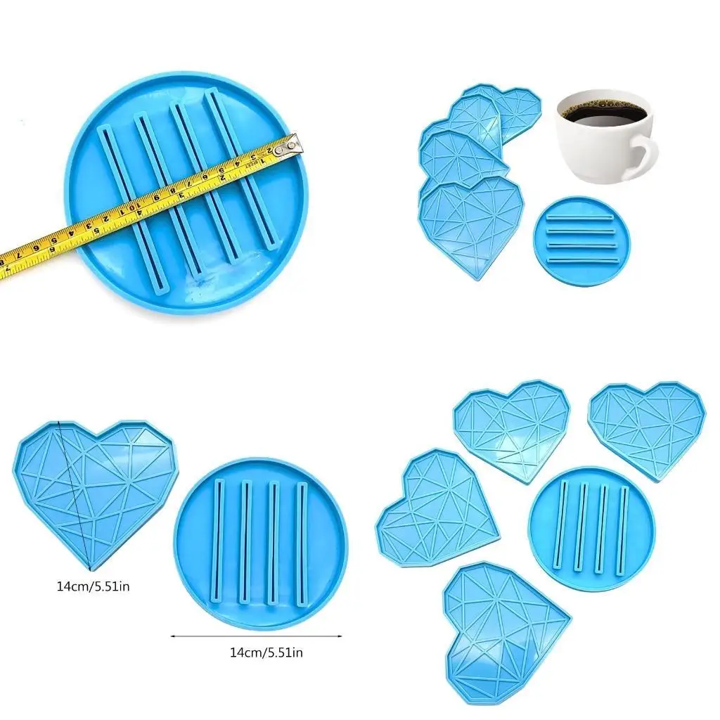

652F Resin Coasters Molds,4 Resin Molds for Epoxy Resin with Silicone Holder Mold,Epoxy Resin Mold
