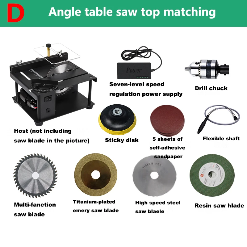 12-24V 200W Table Saw Mini Desktop Electric Saw Cutter Speed Angle Adjustable Cutter for Wood Plastic Acrylic