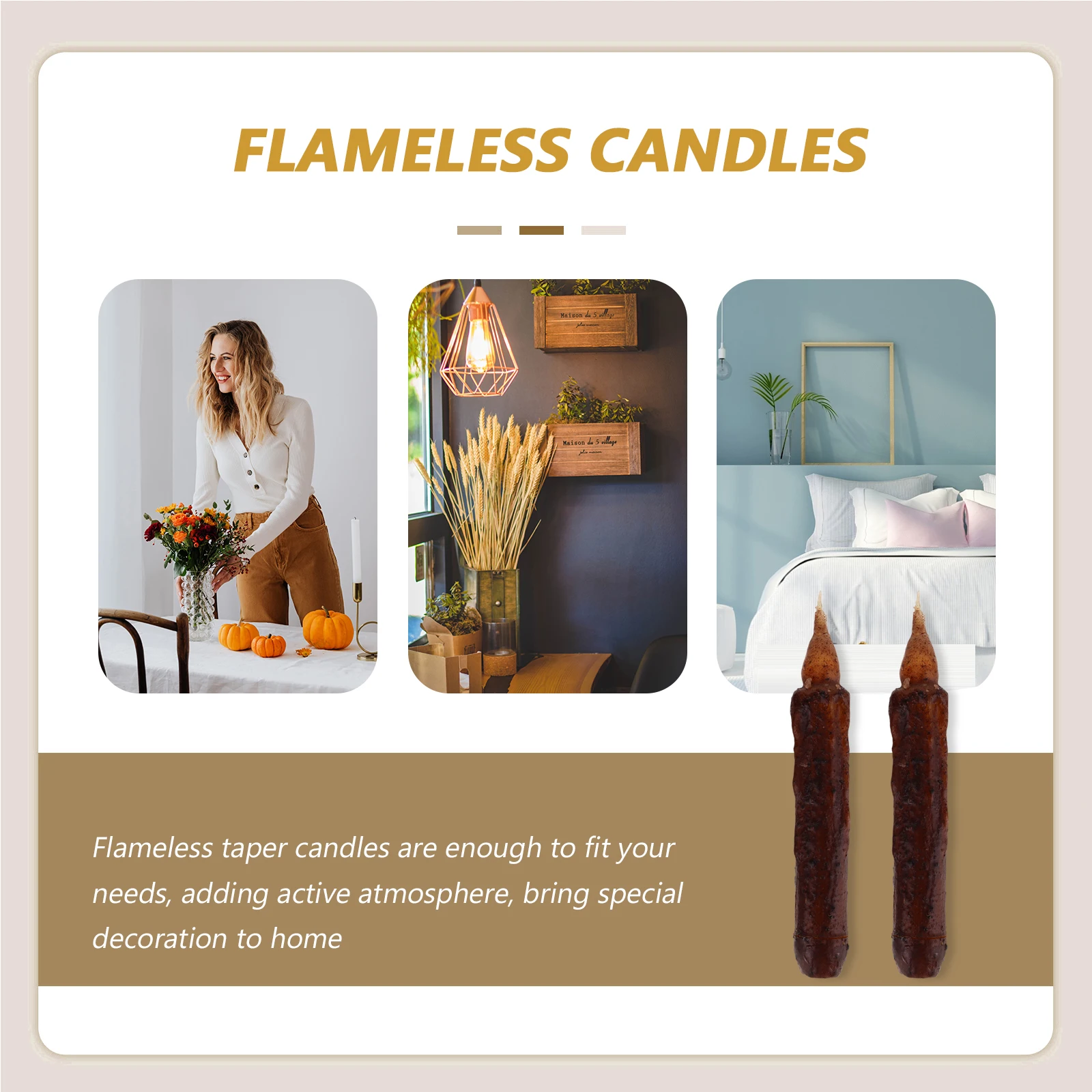 

2pcs LED Electronic Lights Flameless Operated Paraffin Decorative Candles for Wedding Party Home Reusable Warm