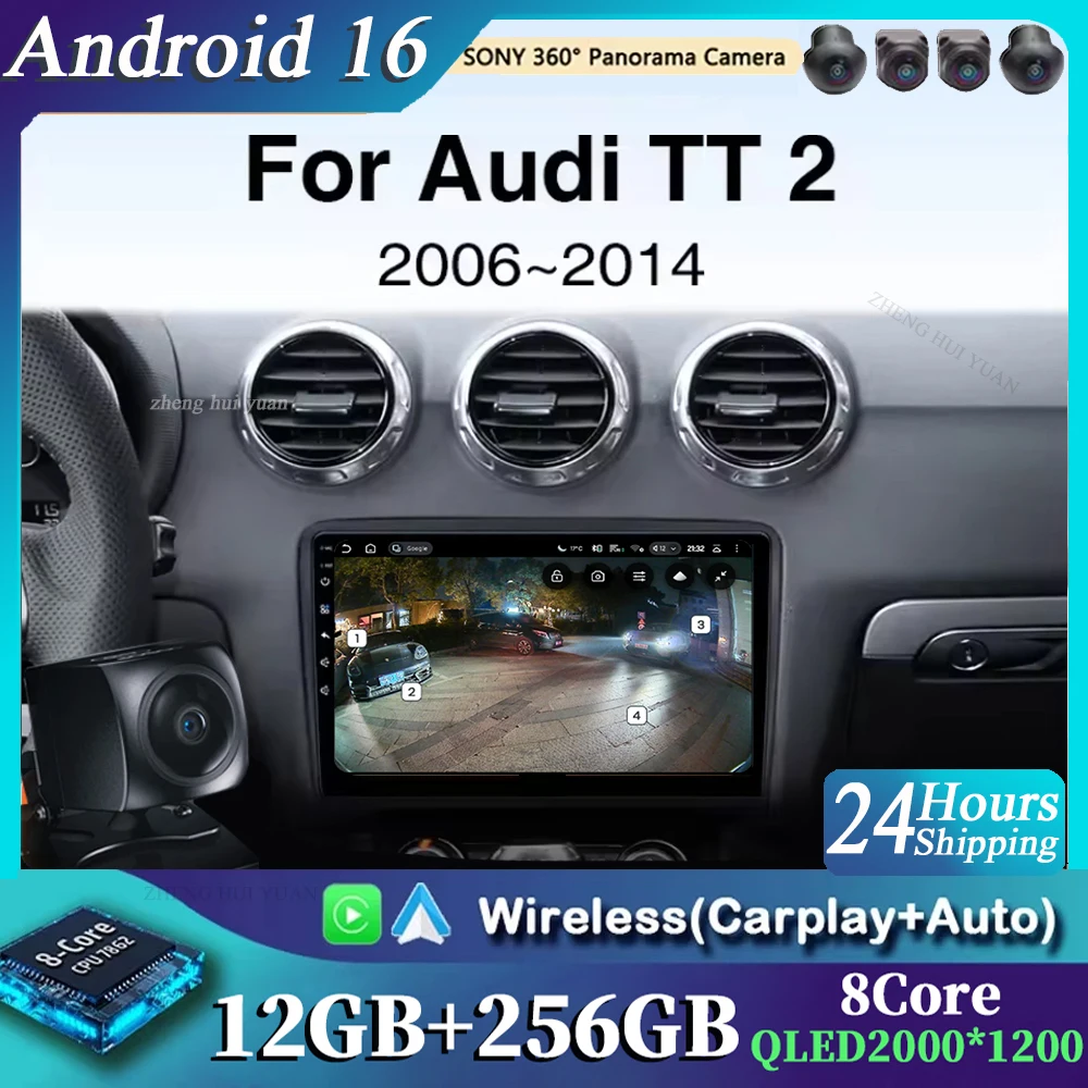 

Для Audi TT 2 2006-2014 Android 16 GPS WIFI 4G Carplay&Auto Автомобильная магнитола с навигацией QLED Мультимедийный стереоплеер BT