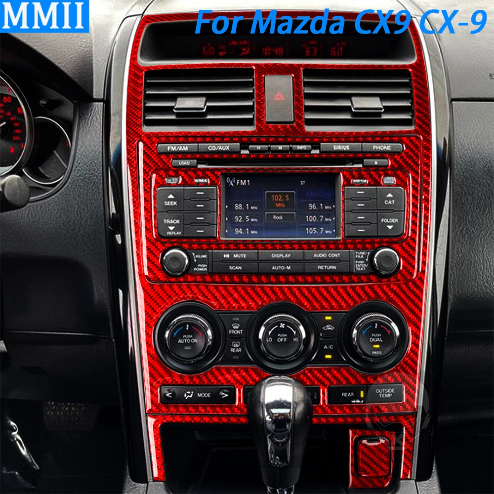 

Red Carbon Fiber Central Radio AC Control Panel Cover Car Interior Decoration Accessories Sticker For Mazda CX9 CX-9 2010-2015