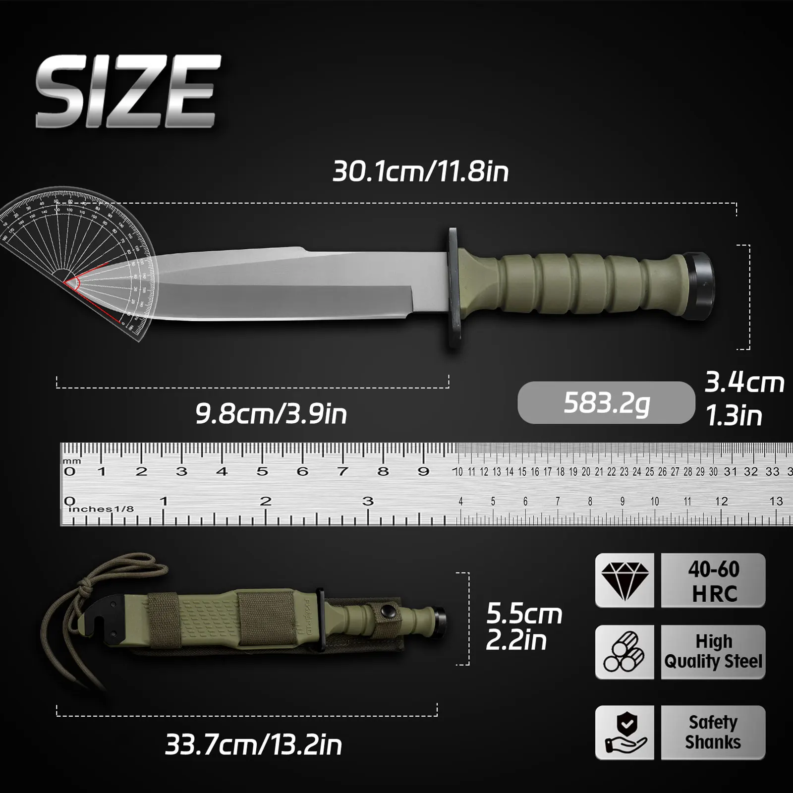 High Hardness Outdoor Tactical Knife With Sheath, Portable Camping Hunting Knife, Stainless Steel Survival Knife For SelfDefense