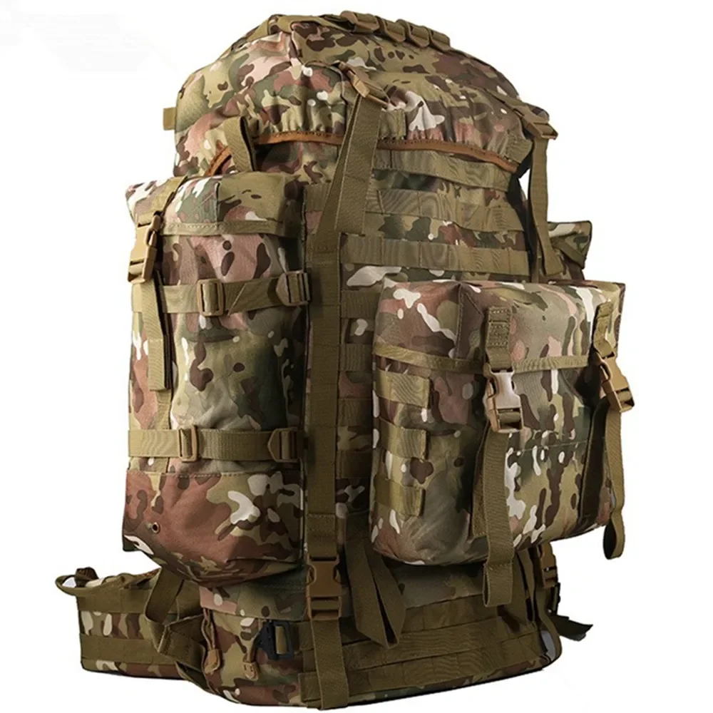 80L Heavy Camouflage Backpack Tactical Travel Luggage Bags Outdoor Camping Mountaineering Knapsack Inner Laptop Bracket Suitcase