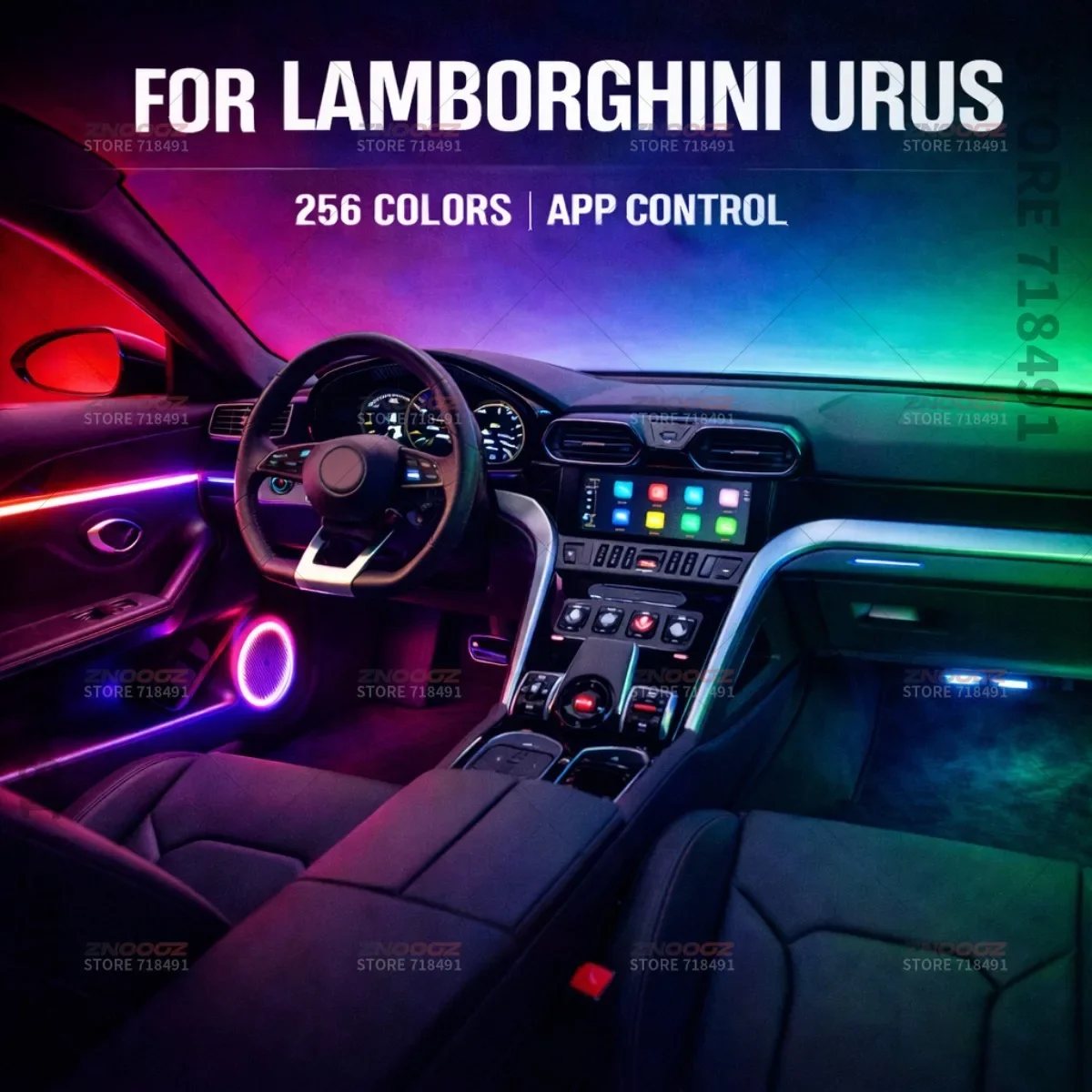 22in1 RGB Car Interior Acrylic Car Ambient Lights RGB Hidden Acrylic Strip Decoration Atmosphere Accessories For LamborghiniUrus