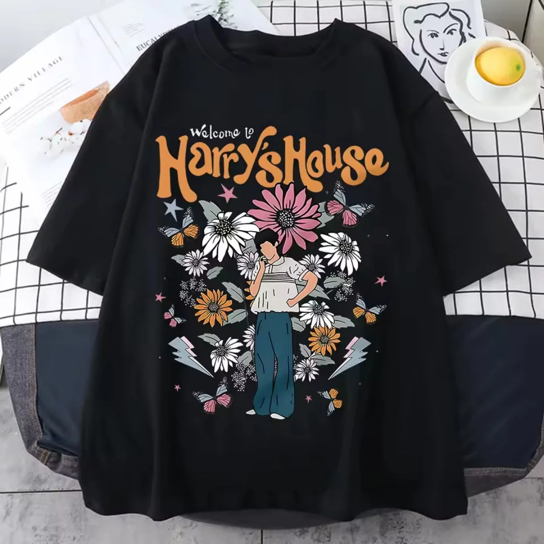 

Harys House Women's T-shirt Cotton Summer Comic Pattern Short-sleeved T-shirt Creative Casual Fashionable And Personalized