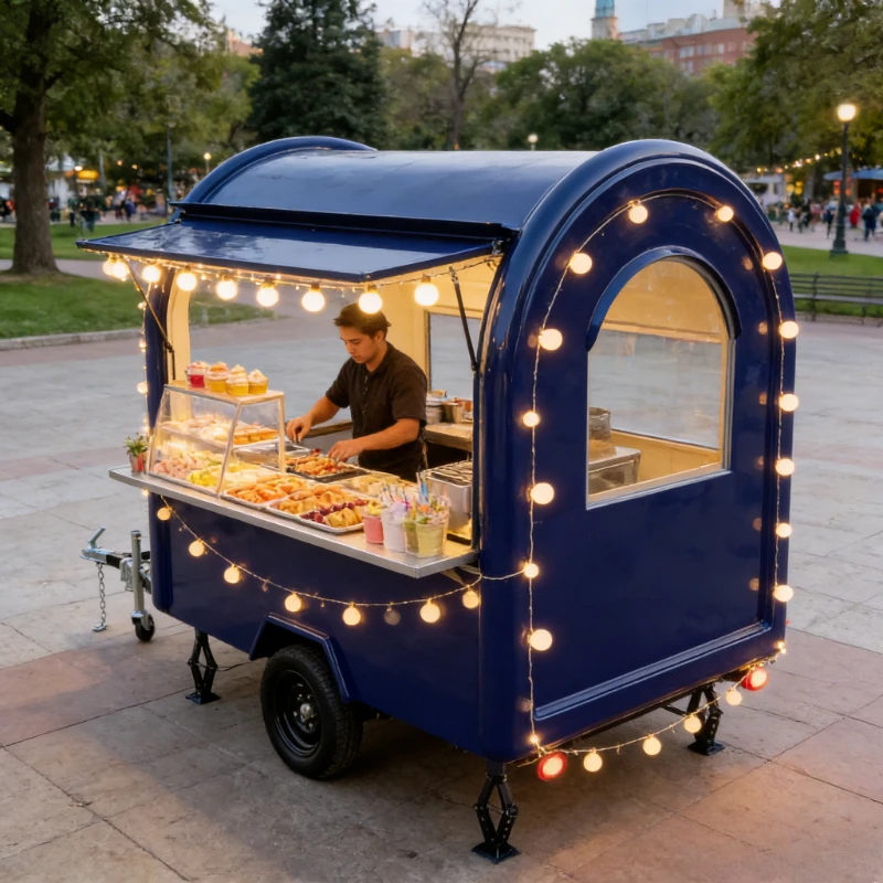 Remorque alimentaire avec hotte de ventilation, chariot de restauration mobile commercial, fourgon de vente entièrement équipé pour les entreprises