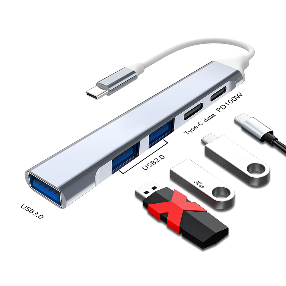 USB C Hub 5 in 1 Ultra Slim Type C USB Hub 100W PD Docking Station USB 2.0 3.0 Splitter for MacBook Pro Mac Mini Mac Phone