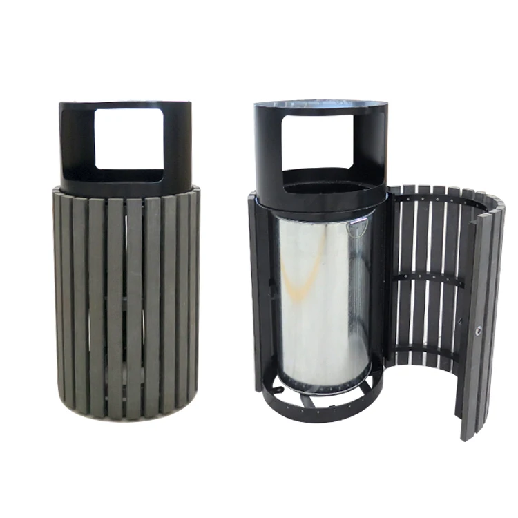 xx-Side-opening Waste Container Garbage Recycling Trash Bin Eco-Friendly Metal Commercial Park Trash Can*