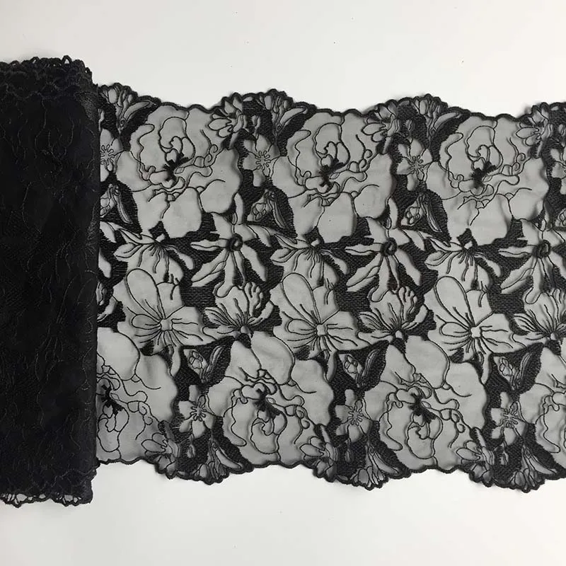 40Yards Black Bilateral Fabric Floral Lace Trim Embroidery Sewing Crafts Doll Material Lace Edge Skirt