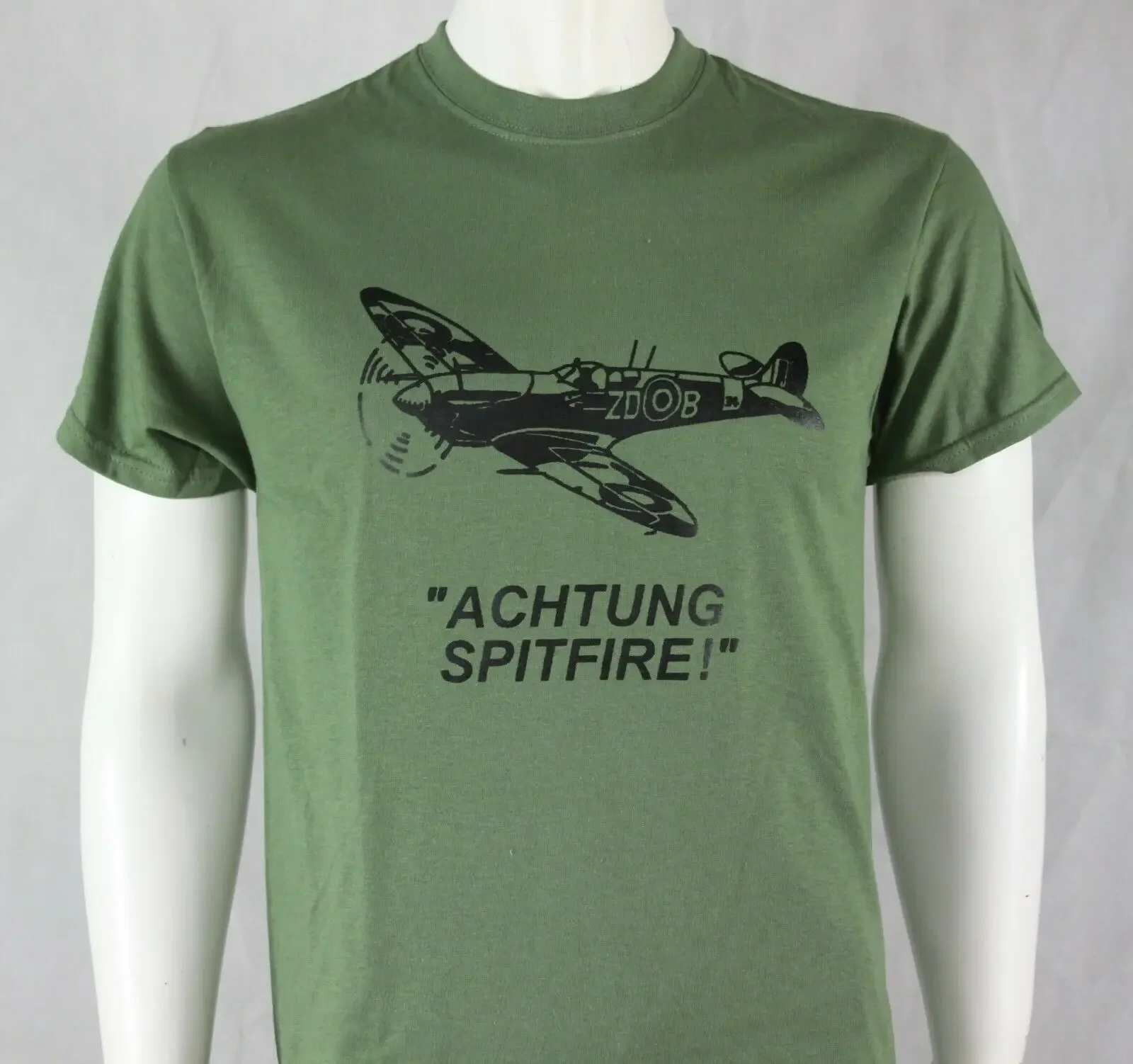 

Vintage Achtung Spitfire Exclusive Printed T-Shirt RAF Military Forces Tactical tshirt For Men size S-3XL