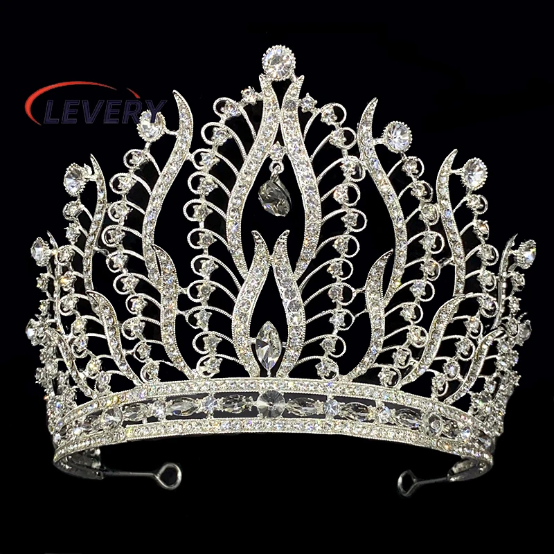 

Levery Baroque Crowns and Tiaras Crystal Bride Wedding Queen Crowns for Brides and Bridesmaids Rhinestones Silver Tiara Decorati