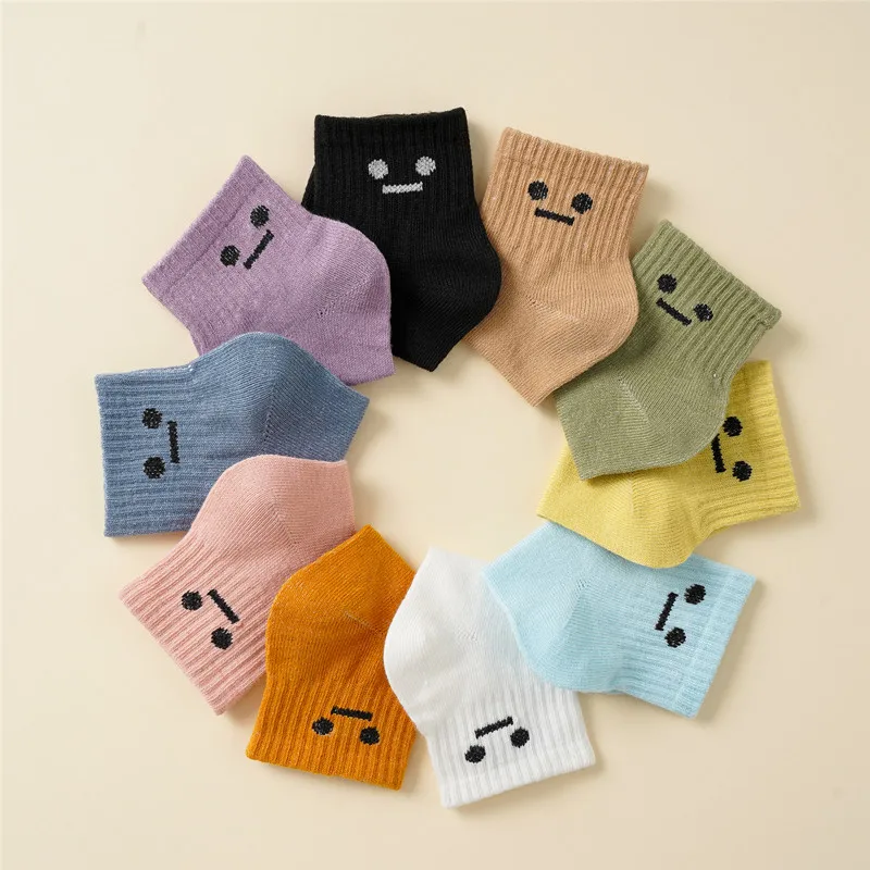 10 pairs of socks for boys and girls, comfortable and breathable mid-tube socks for 3-12 years old