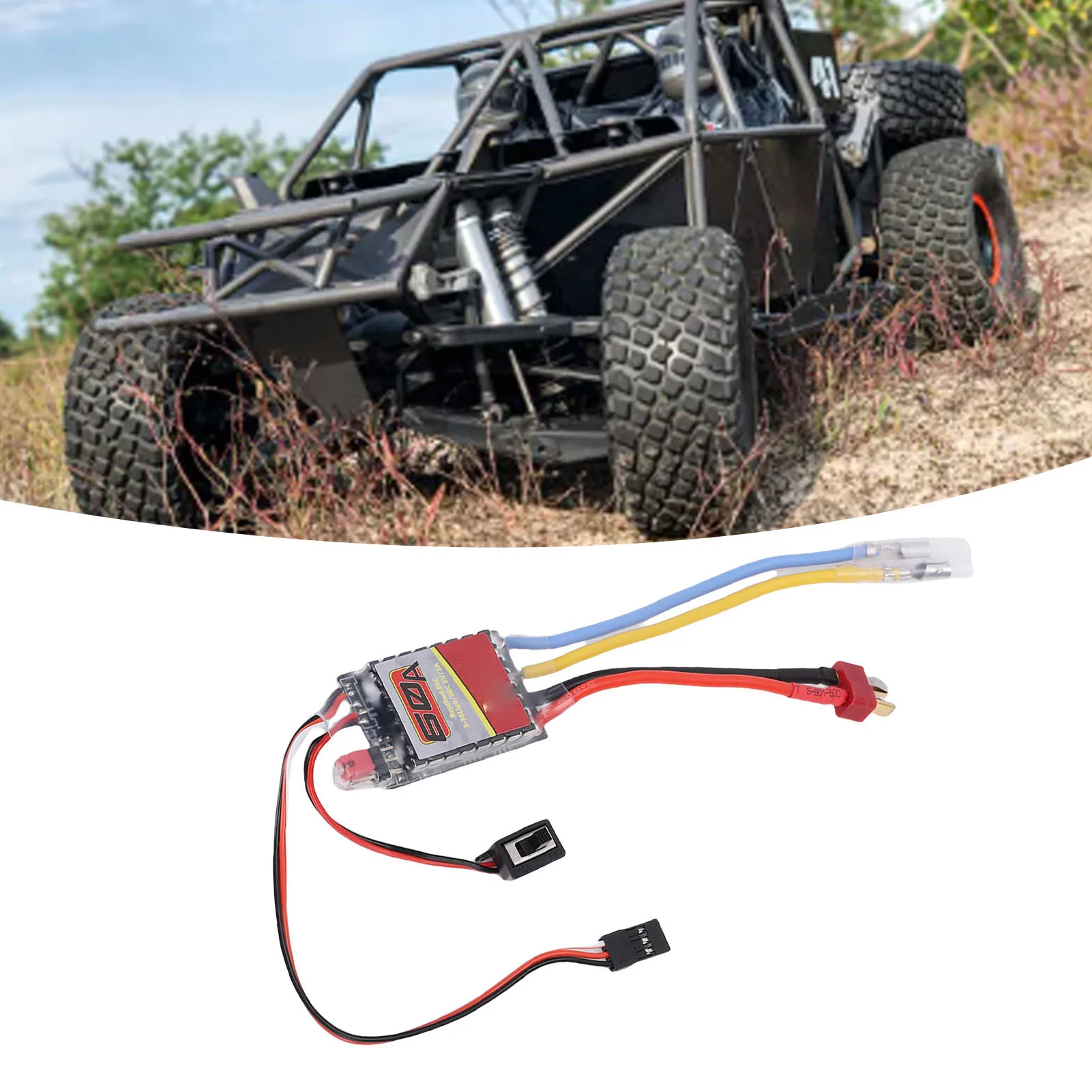 Gebürsteter ESC ESC ESC Passend für 540 550 380 370 RC Auto Boot Bürstenmotor 60 A Elektronischer Geschwindigkeitsregler mit T-Stecker